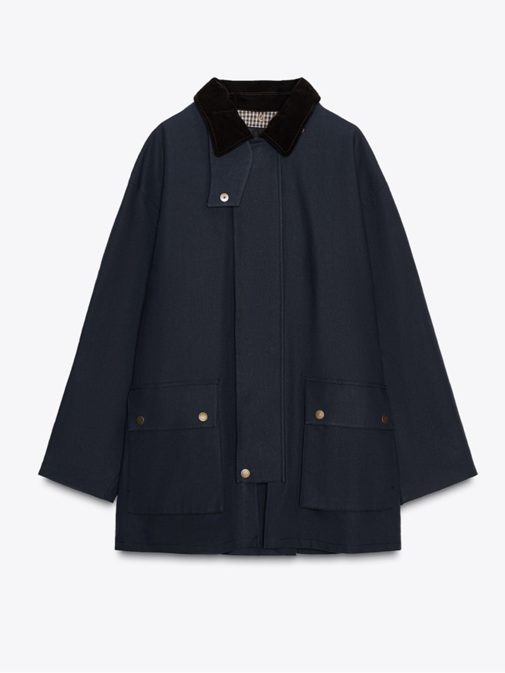 ZARA ZW Collection Viral Hooded Jacket Coat Trench Navy Size S SOLD OUT $179 - Picture 7 of 14